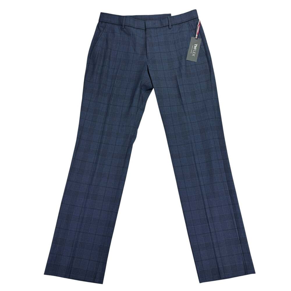 Tommy Hilfiger Mens TH Flex Tate Modern Fit Stretch Plaid Dress Pants Blue 32x30